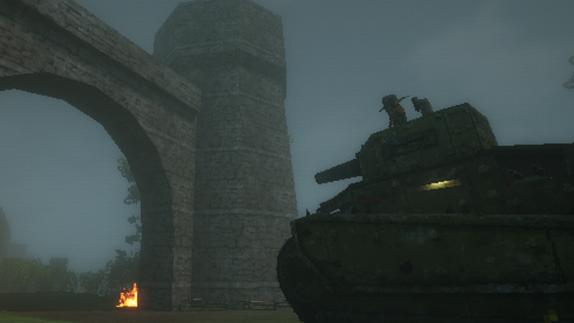 An image of a tank in front of a medieval city gate.